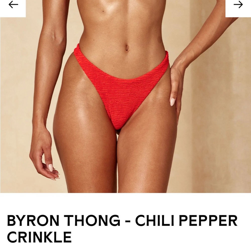 NWT MONDAY Swimwear Byron Thong in Sangria Crinkle (color sold out)